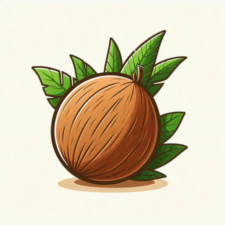 Illustration of a hazelnut with leaves on a white backgroundのイラスト素材