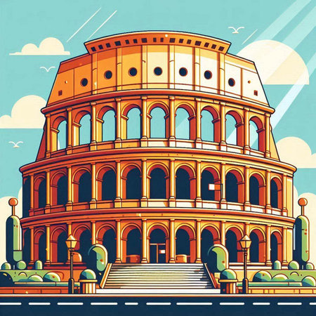 Colosseum in Rome, Italy. Colosseum is one of the main tourist attractions in Rome.のイラスト素材