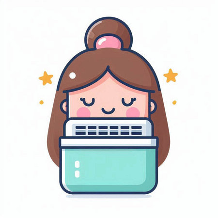Illustration of a cute girl using a computer. Vector illustration.のイラスト素材