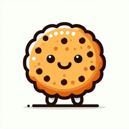 Cute chocolate chip cookie isolated on white background. Vector illustration.のイラスト素材