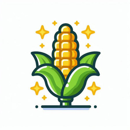 Corn icon. Cute corn vector illustration isolated on white background.のイラスト素材