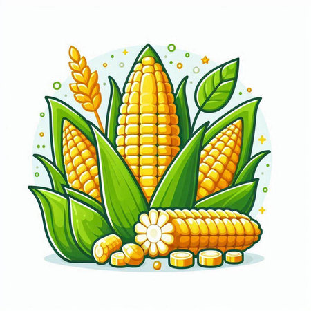 Illustration of corncob on white background. Vector illustration.のイラスト素材