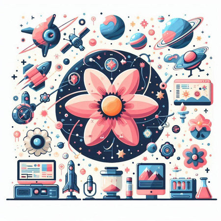 Cosmic space elements in flat style. Vector illustration for your designのイラスト素材