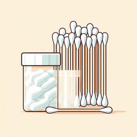 Cotton swabs and cotton buds in a jar. Vector illustration.のイラスト素材
