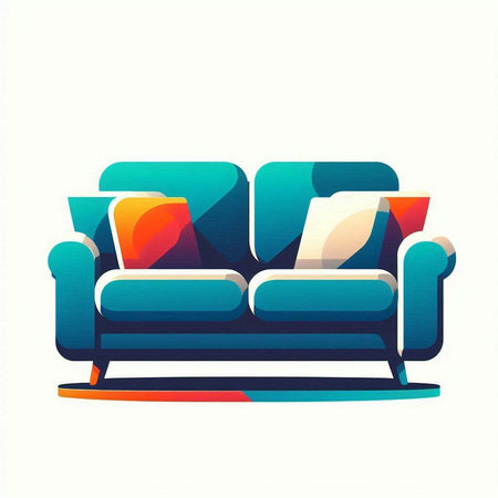 Illustration of a modern sofa on a white background. Vector illustrationのイラスト素材
