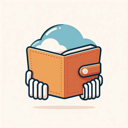 Wallet with cloud and rain icon vector illustration. Flat cartoon style.のイラスト素材