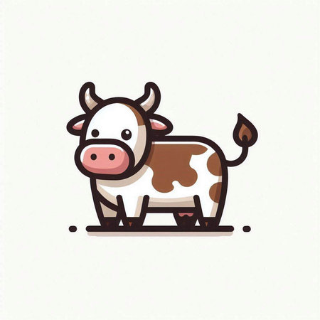 Cute cow vector illustration in doodle style. Farm animal.のイラスト素材