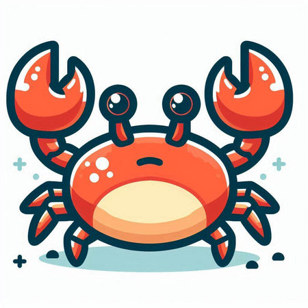 Cute cartoon crab. Vector illustration. Isolated on white background.のイラスト素材