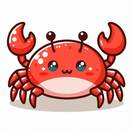 Cute crab cartoon mascot vector illustration. Isolated on white background.のイラスト素材