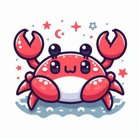 Cute cartoon crab. Vector illustration. Isolated on white background.のイラスト素材