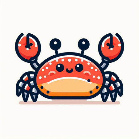 Cute crab on white background. Vector illustration in cartoon style.のイラスト素材