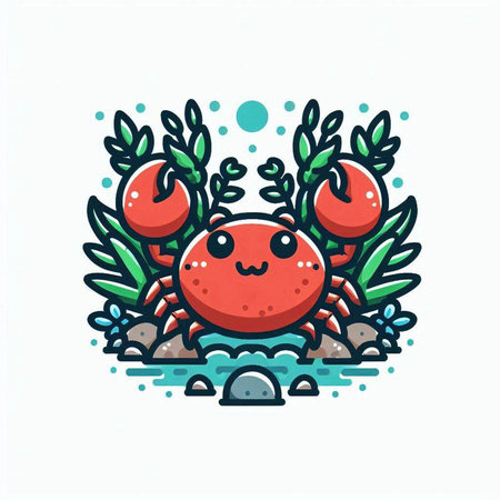 Cute cartoon crab character. Vector illustration. Isolated on white.のイラスト素材