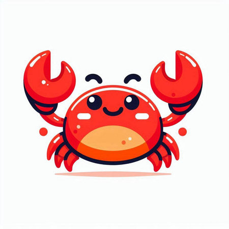 Cute cartoon red crab isolated on white background. Vector illustration.のイラスト素材