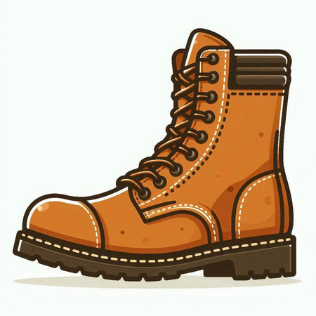 Vector illustration of brown boot. Isolated on a white background.のイラスト素材