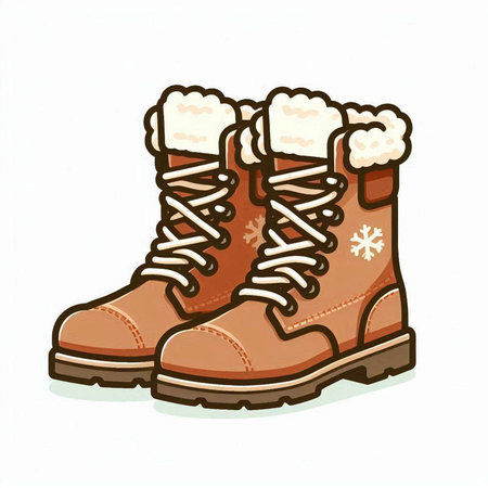 Winter boots isolated on white background. Cartoon style. Vector illustration.のイラスト素材