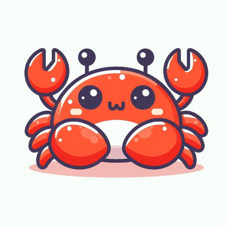Cute cartoon crab isolated on white background. Cute kawaii crab icon. Vector illustration.のイラスト素材