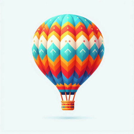 Colorful hot air balloon on blue background. Vector Illustration.のイラスト素材