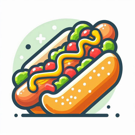 Hot dog vector illustration. Fast food icon. Hot dog icon.のイラスト素材