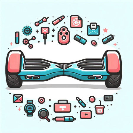 Hand drawn vector illustration of electric self-balancing self-balancing scooter.のイラスト素材