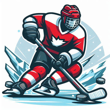 Ice hockey player. Vector illustration of a hockey player on ice.のイラスト素材