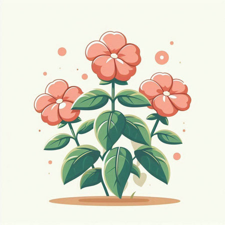Illustration of a beautiful pink flower in a pot. Vector illustration.のイラスト素材