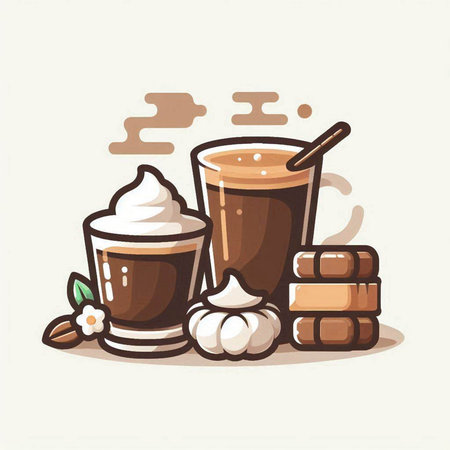 Coffee and milk. Vector illustration of coffee with milk and milk.のイラスト素材
