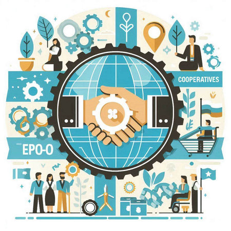 Flat design vector illustration concept of global business, teamwork and cooperation.のイラスト素材