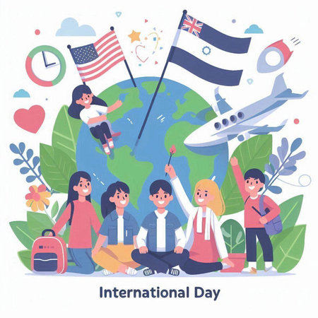 International Day of Families. Vector illustration in flat cartoon style on white background.のイラスト素材