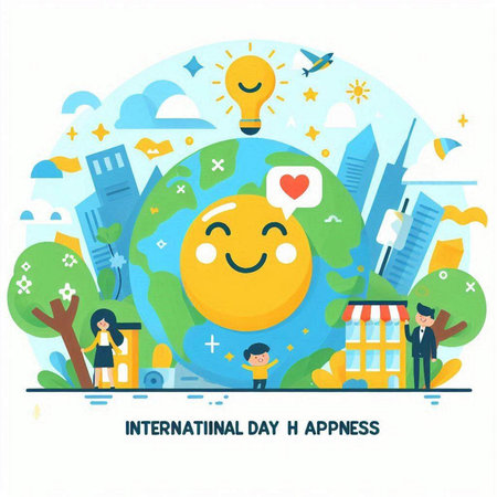 International Day of Happiness concept. International Day of Happiness vector illustration.のイラスト素材