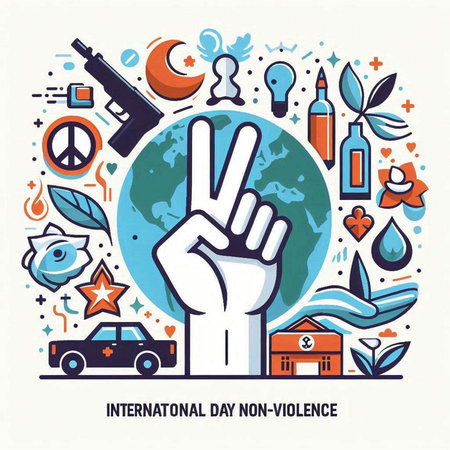 International Day of Peace concept. Vector illustration in thin line style.のイラスト素材