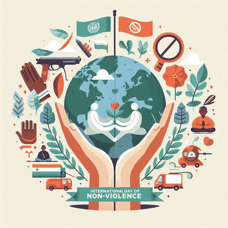 Vector illustration of international day of peace concept in flat design style.のイラスト素材