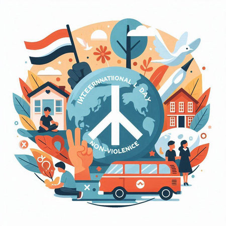 International Day of Peace. Vector illustration in flat style. World environment day concept.のイラスト素材