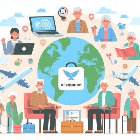 Immigration and the study of foreign languages. Flat vector illustration.のイラスト素材