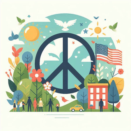 World peace day concept. Vector illustration in flat design style. World peace day concept.のイラスト素材