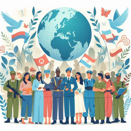 People of different nationalities and religions on the background of the planet Earth.のイラスト素材