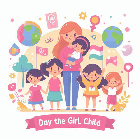 International Day of the Child. Cute vector illustration of happy children.のイラスト素材
