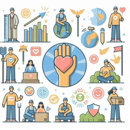 Flat line icons set with human resources and human resources. Vector illustrationのイラスト素材