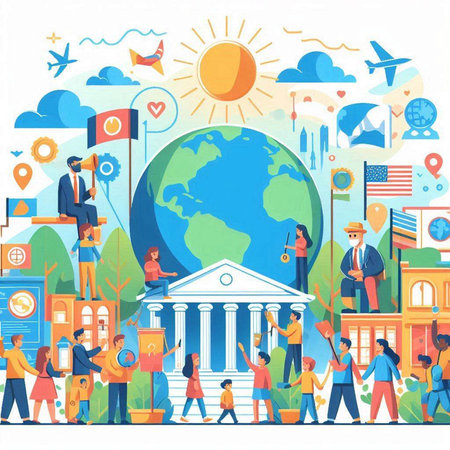 People around the world. Vector illustration in flat cartoon style on white background.のイラスト素材