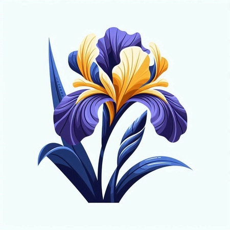 Beautiful iris flower. Vector illustration in a flat style.のイラスト素材