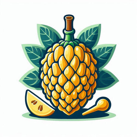 Custard apple, vector illustration isolated on a white background.のイラスト素材