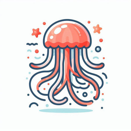 Jellyfish icon. Vector illustration in flat style isolated on white background.のイラスト素材