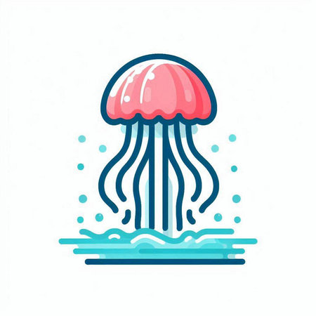 Jellyfish. Vector illustration in flat style on white background.のイラスト素材