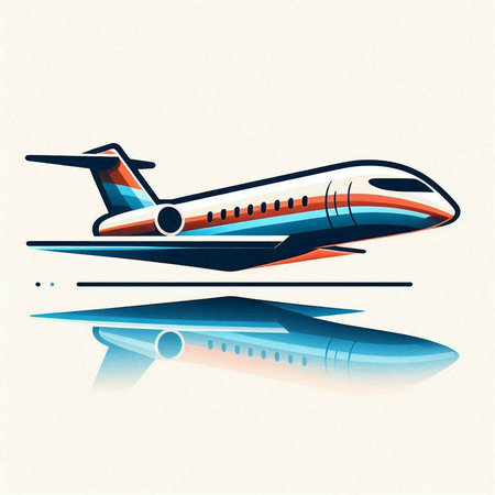 Airplane icon. Vector illustration of a flying plane with reflection.のイラスト素材