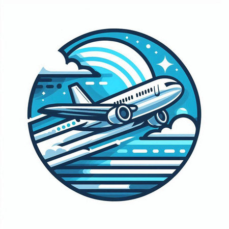 Airplane on the background of the night sky. Vector illustration.のイラスト素材