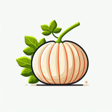 Pumpkin with leaves on a white background. Vector illustration.のイラスト素材