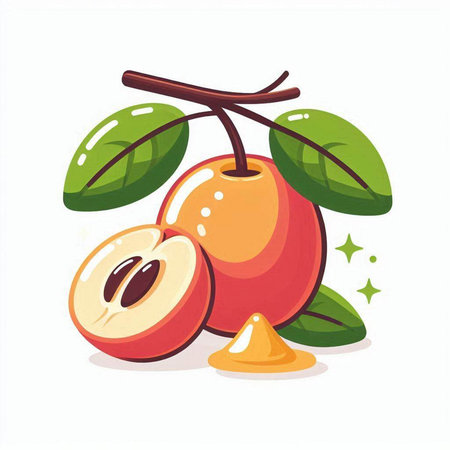 Vector illustration of a cherry on a white background. Cartoon style.のイラスト素材