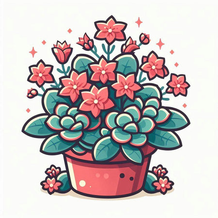 Flowerpot with succulents. Hand drawn vector illustration.のイラスト素材