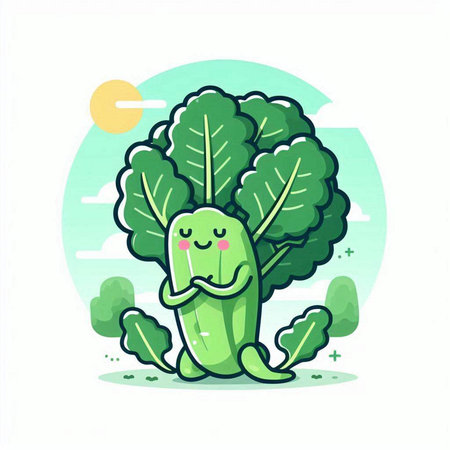 Cute Cute Vegetable Cartoon Character. Vector Illustration.のイラスト素材