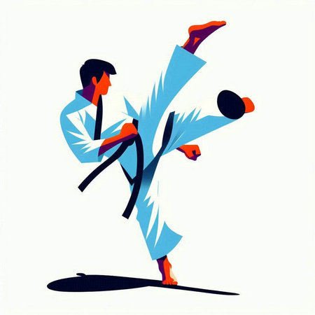 Martial arts. Aikido fighter in action. Vector illustrationのイラスト素材