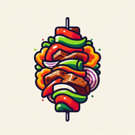 Kebab, shish kebab icon. Vector illustrationのイラスト素材